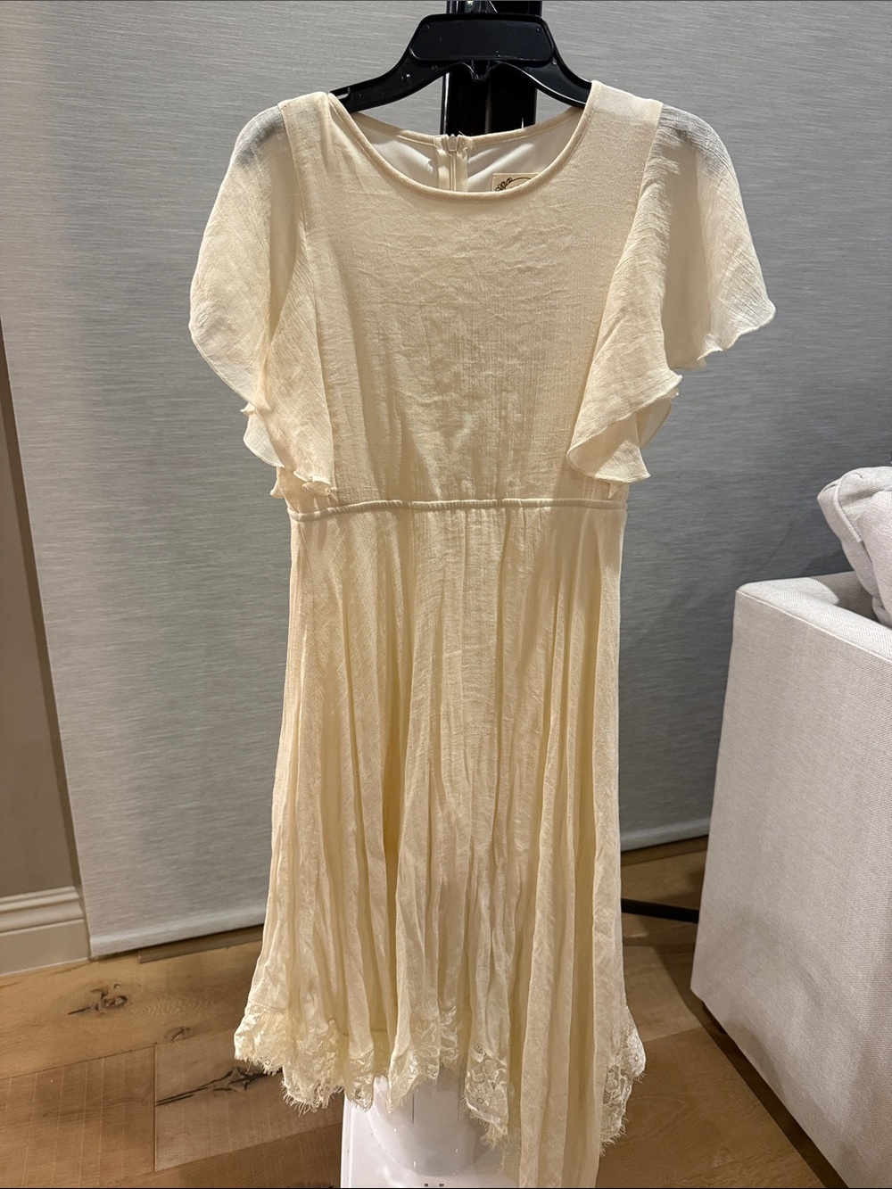 Joyfolie Cream Ruffled Sleeve Girls Dress